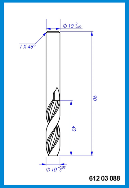 10mm x 40mm x 90mm x 10mm z2 Flute carbide end mill 