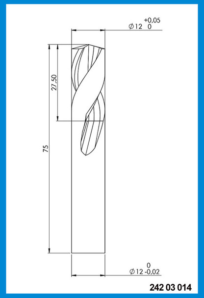 12mm x 75mm x  27.50mm x 12mm Drill Point, Carbide