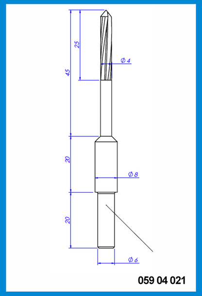 4mm x 85mm x 45mm x 6mm  Single Flute Drill Point Step Shaft End Mill, Carbide
