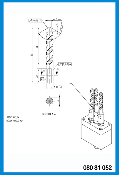 5mm x 90mm x 61mm x 11mm Drill Point, Carbide