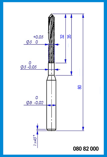 5mm x 80mm x 35mm x 8mm  Drill Point, Carbide