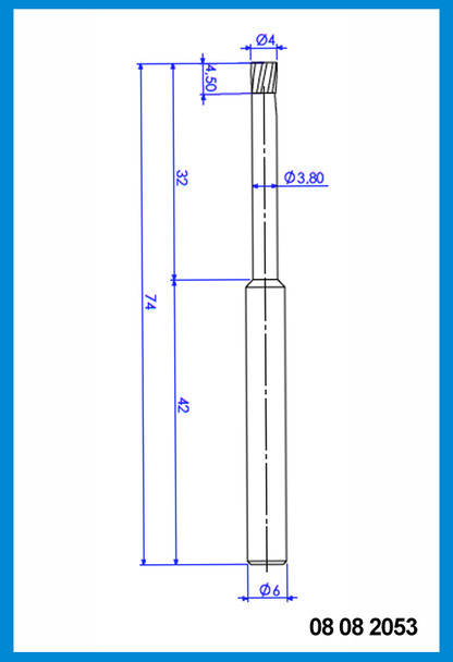4mm (3.8mm) x 32mm x 74mm x 06mm End Mill, Carbide