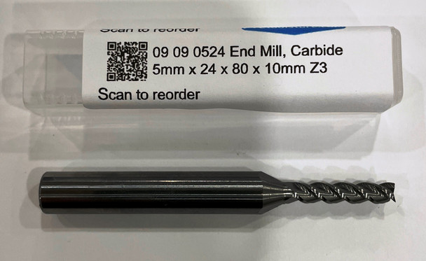 5mm x 24mm x 80mm x 10mm Z3, Carbide End Mill