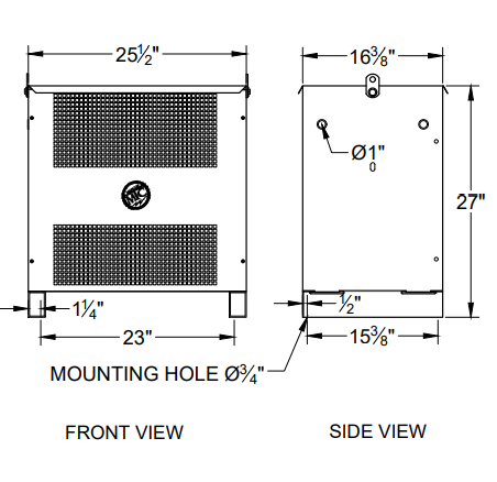 Transformer - 3-PHASE ISOLATING EFFICIENT 600 VAC (CAN) to 400 VAC, 25 KVA