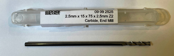 2.5mm x 15mm x 75mm x 2.5mm Z2 Carbide, End Mill