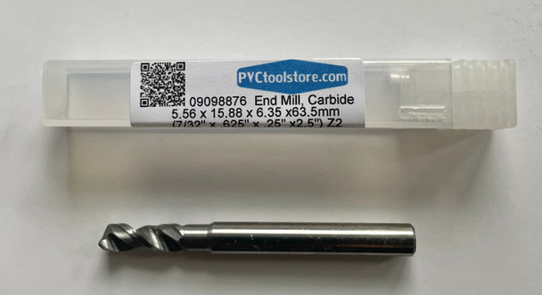 5.56mm x 15.88 x 6.35mm x 63.5mm (7/32" x .625" x .25" x 2.5") Z2 End Mill, Carbide