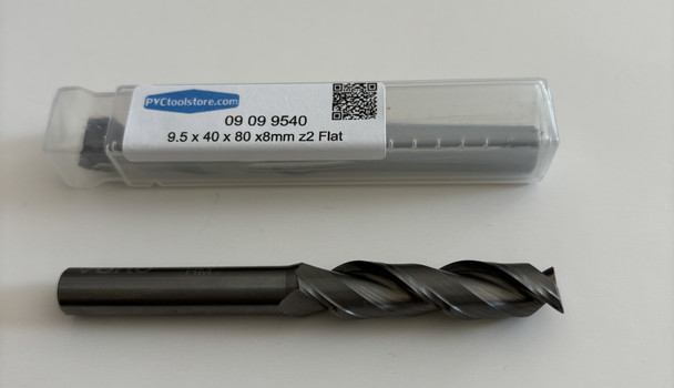 9.5mm x 40mm x 80mm x 8mm Z2, Carbide, Flat End Mill