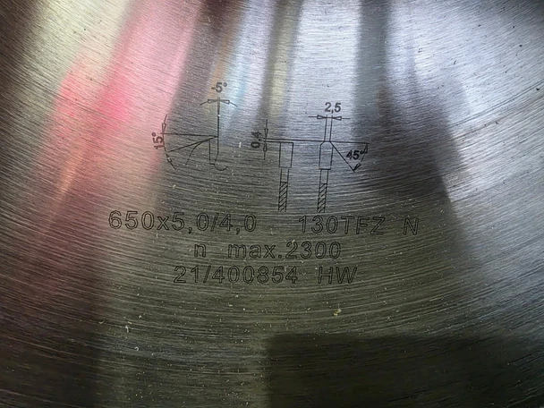 650mm x 5.0/4.0mm x 30mm x 130Z  Sawblade, Triple Cut Tooth, Carbide Tipped