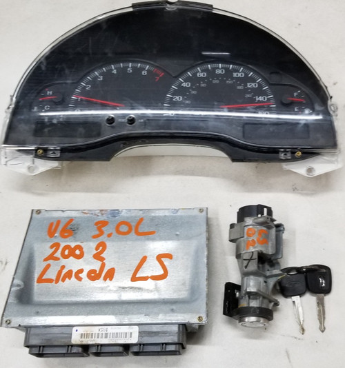 2002 LINCOLN LS Computer 3.0L V6 Key Ignition Cluster Kit 2W4A-12A650-PE PCM KGV4