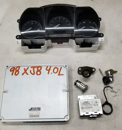 1998 Jaguar XJ8 4.0L ECU Cluster Key Door Trunk Lock Kit LNC1410BB 47k