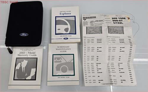 2002 Ford Explorer Owner Manual Set With Case Factory Build Sheet