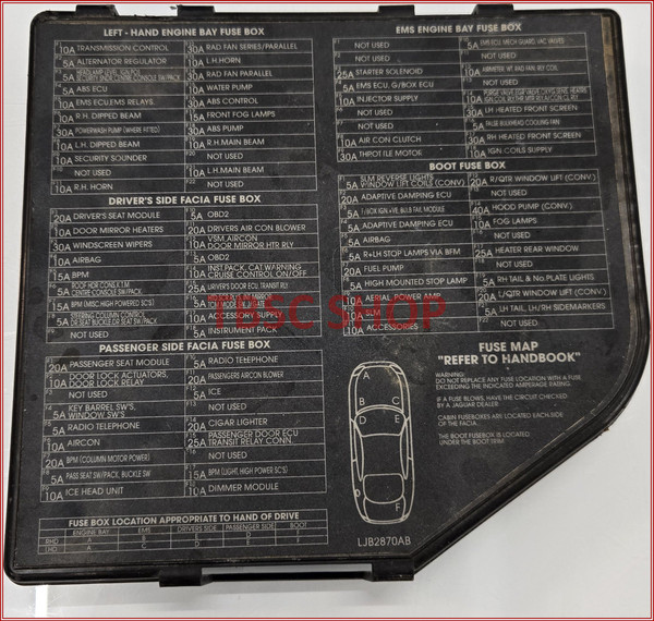 1998 99 2000 Jaguar X100 XK8 Rear Fuse Box Cover Good Tabs LJB2870AB