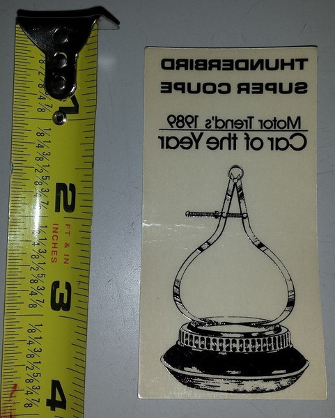 1989 Thunderbird Super Coupe Motor Trend Car of the Year Window Decal