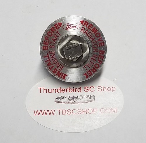 1989-97 3.8L Thunderbird Mustang Continental T-Stat Housing Aluminum Bleed Cap w SS Bleed Screw