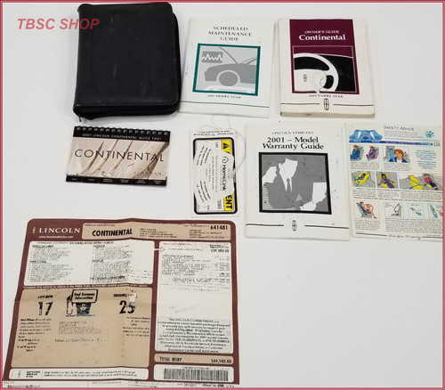 2001 LINCOLN CONTINENTAL OWNERS MANUAL with CASE Dealer Sticker