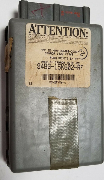 98 1998 MERCURY MYSTIQUE FORD CONTOUR KEYLESS ENTRY MODULE 94BG-15K602-RF