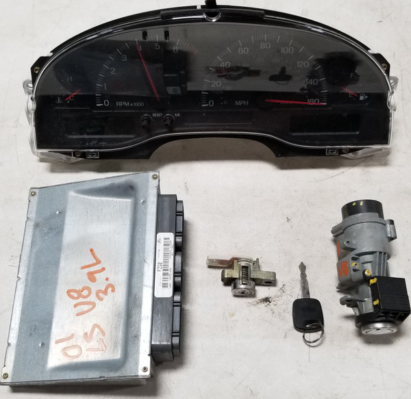 2001 LINCOLN LS Computer 3.9L V8 Key Door Key Ignition Cluster Kit