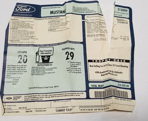 2004 Ford SD F350 Original Dealer Window Sticker 6.0L V8 DIESEL