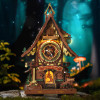 Robotime - Cuckoo Clock, Stained Wood, Mechanical 3D Wooden Puzzle ROELC901C