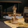 ROKR 3D Wooden Puzzle for Adults Airplane Tower Music Box - DIY Mechanical Model Building Kit amk41