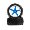 06026PB  Pre-Mounted 1/10th Buggy Rear Tires and Wheels (Blue/Chrome)(1pr) 