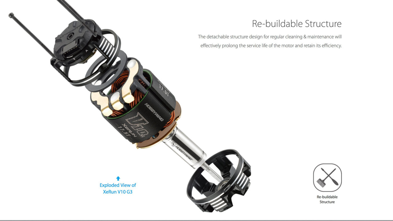 30401116 Hobbywing XeRun V10 G3 5T 6500kV Sensored BL Motor