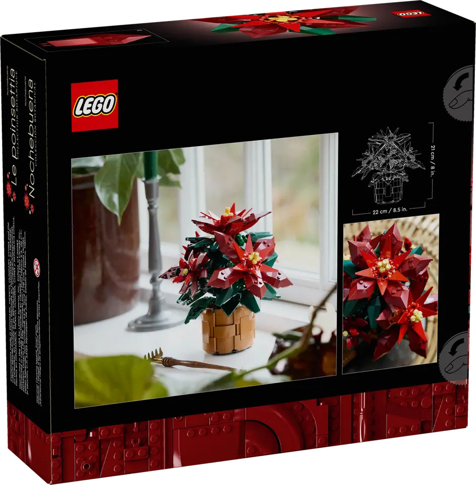 LEGO Icons Poinsettia Plant and Flower Building Set and Centerpiece Table Decor 10370