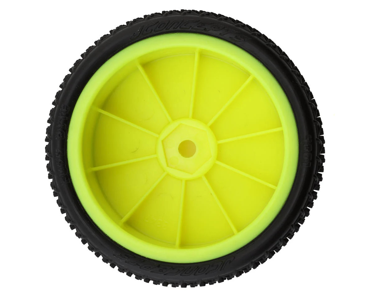 JConcepts Fuzz Bite LP Wide 2.2" Pre-Mounted 2WD Front Buggy Carpet Tires (Pink) (Yellow) (2) w/12mm Hex JCO4061-201011
