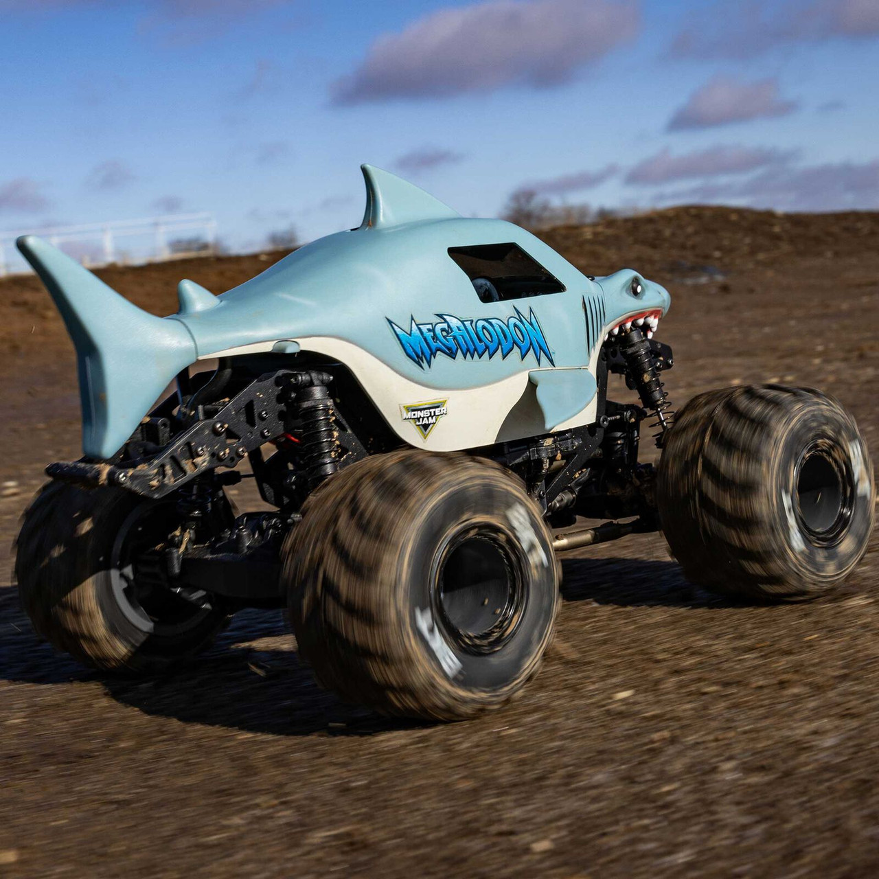 1/18 Mini LMT Megalodon 2S 4X4 RTR Brushed Monster Truck (Battery & Charger Included), Blue  LOS01026T3