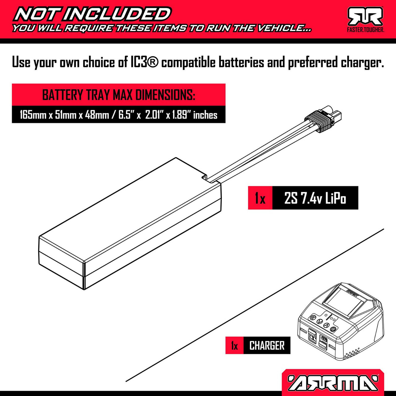 ARA4202V4T2 1/10 GRANITE MEGA 665 4X4 RTR Brushed Monster Truck, Blue
