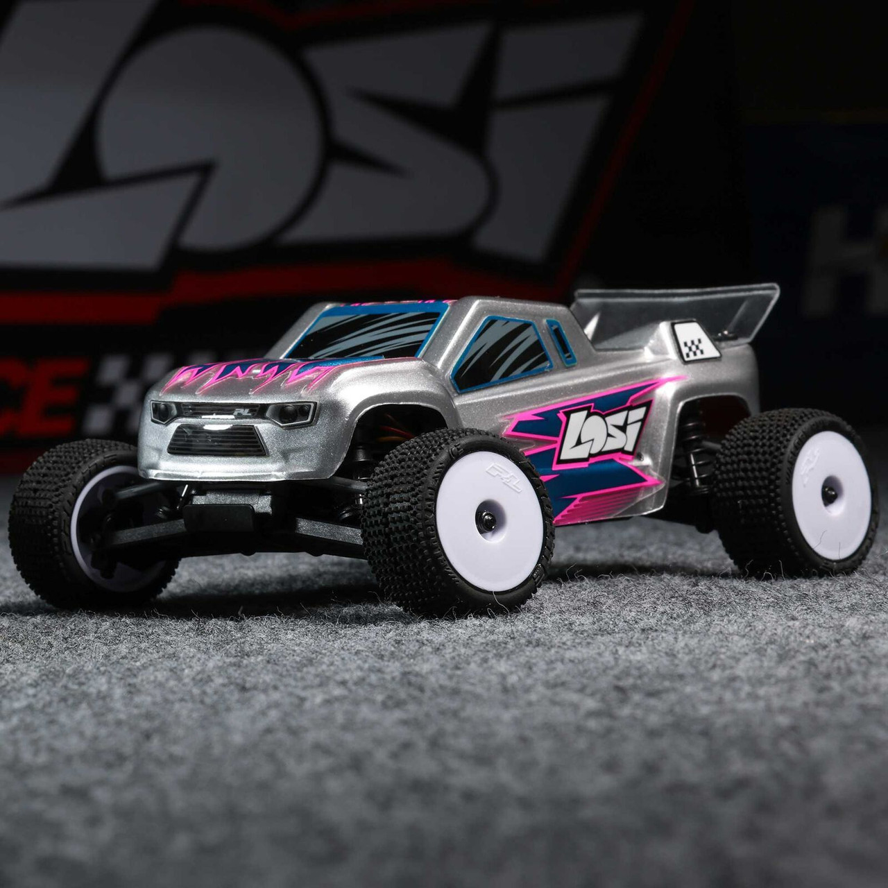 LOS-1392T2 1/28 Micro-T 2S 2WD RTR Stadium Truck (Battery & Charger Included), Silver