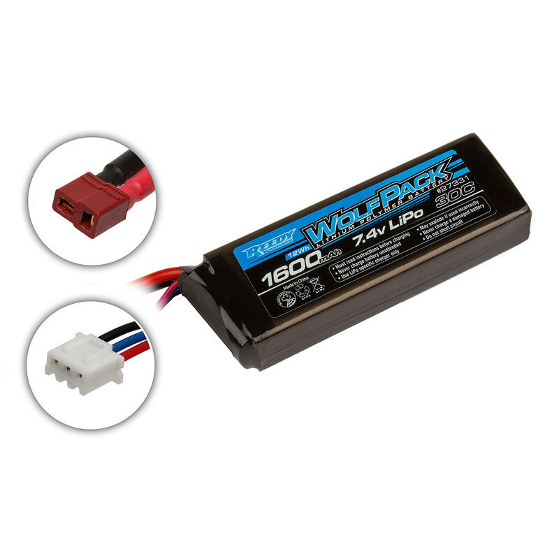 27331 Reedy Wolfpack LiPo Battery: 7.4V 1600mAh 2S 30C T-plug ASC27331