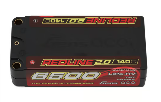 Gens Ace Redline 2.0 2S Shory LiHV Battery 140C (7.6V/6500mAh) w/5mm Bullets