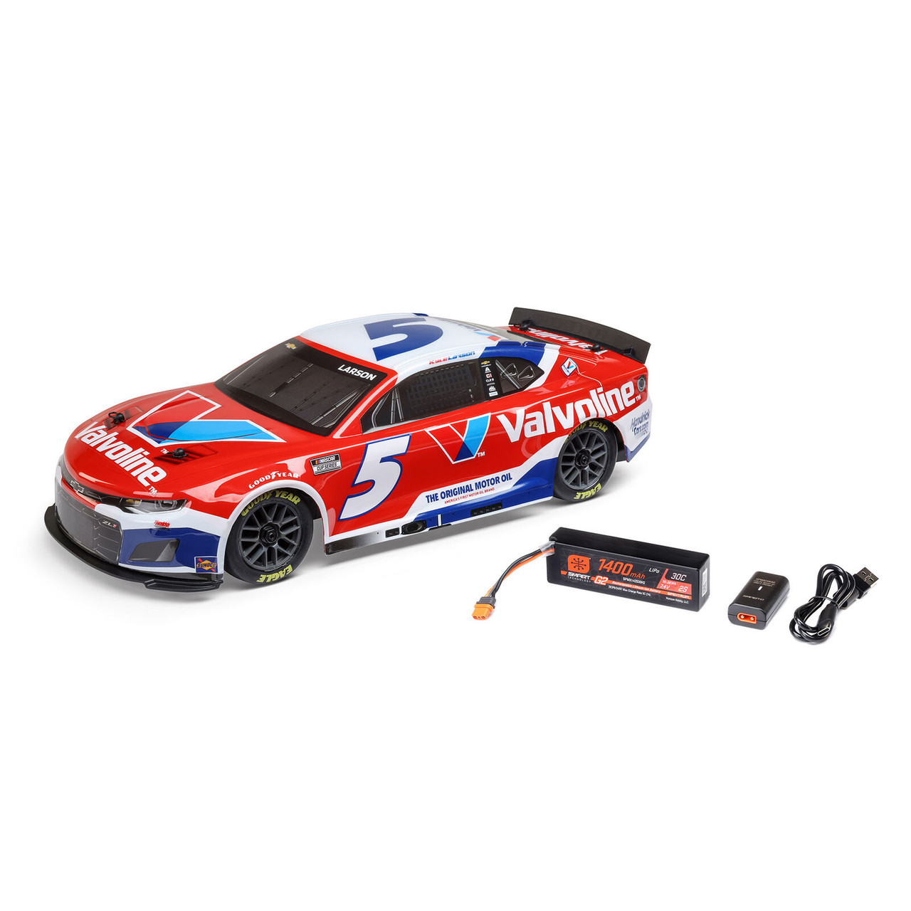 LOS1122505  1/12 NASCAR RC Racecar Kyle Larson No. 5 Valvoline 2025 Chevrolet Camaro ZL1 2S AWD RTR Brushed On-Road (Battery & Charger Included)