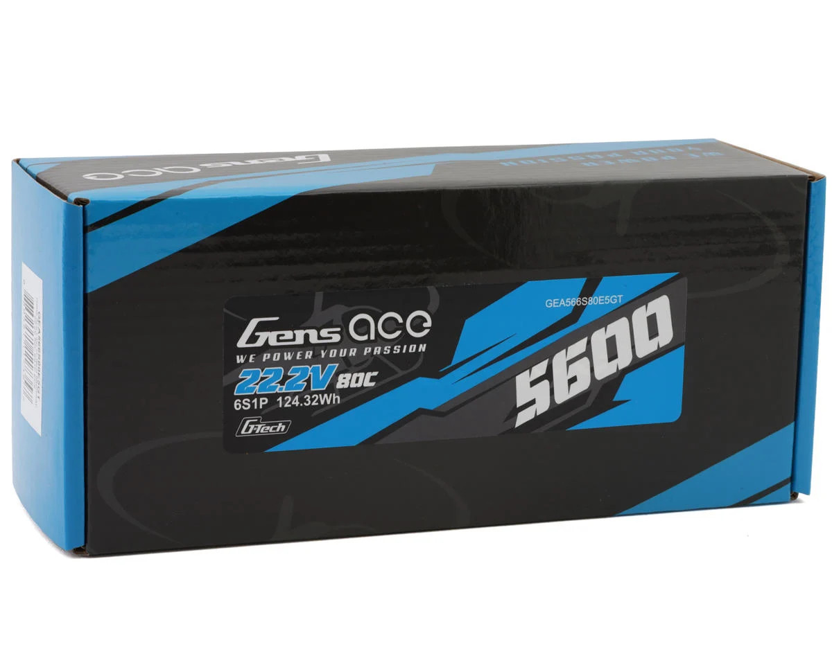GEA566S80E5GT  Gens Ace G-Tech Smart 6S LiPo Battery 80C (22.2V/5600mAh) w/EC5 Connector 