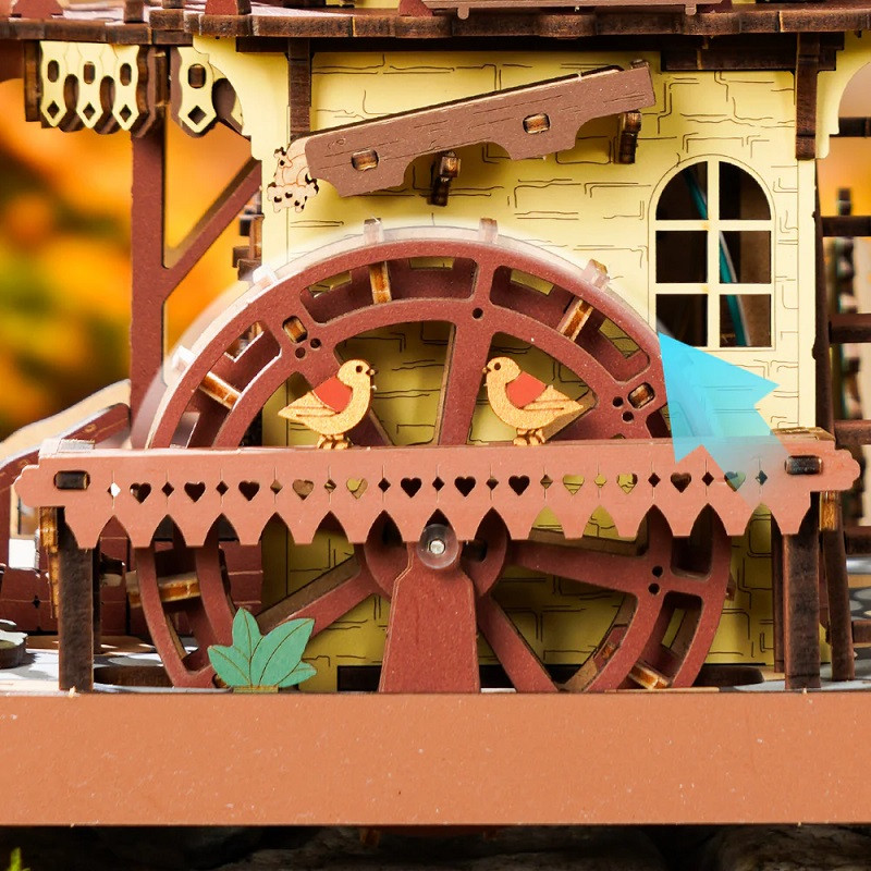 Robotime - Cuckoo Clock, Stained Wood, Mechanical 3D Wooden Puzzle ROELC901C