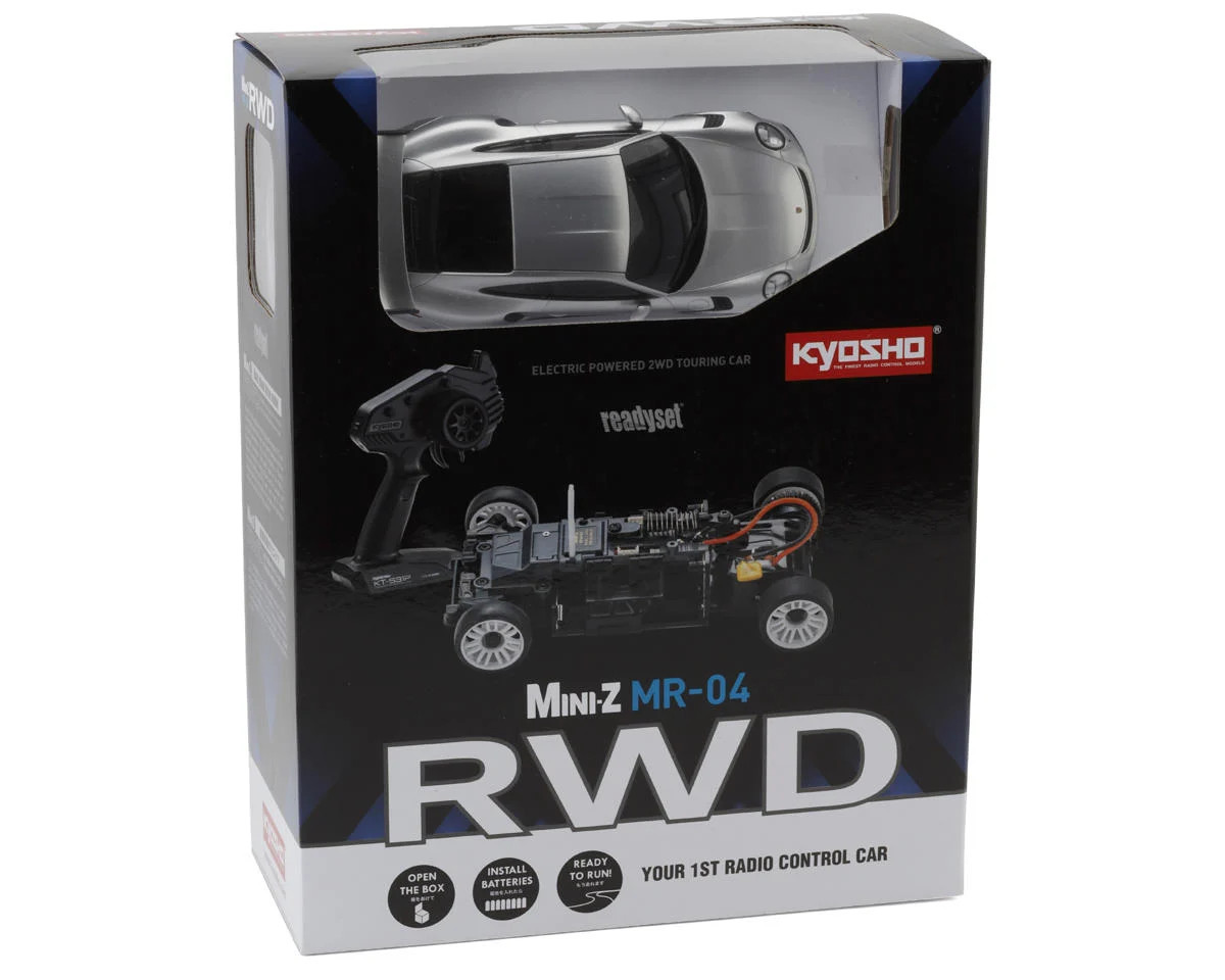 Kyosho MR-04 RWD Mini-Z ReadySet w/Porsche 911 GT Body (Silver) w/KT-531P 2.4GHz Radio  32358S