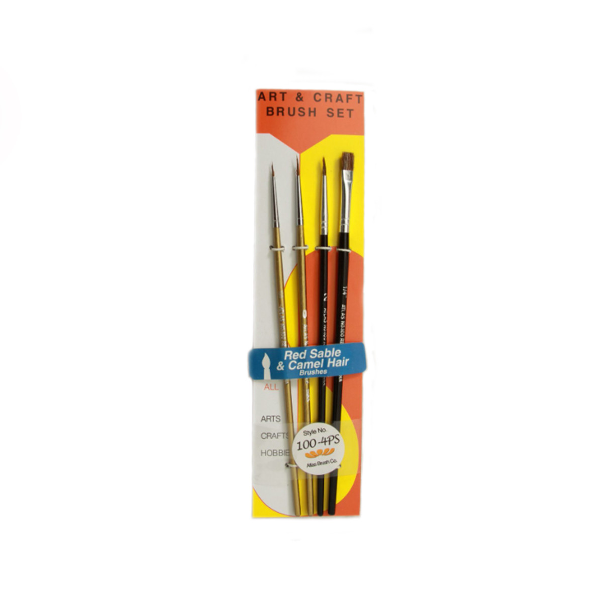 Atlas Brush Camel/Sable Round & Flat Brush Set (4) ABS100-4PS