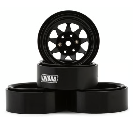 Injora 1.3" Stamped Steel Micro Rock Crawler Beadlock Wheels (23.5g ea) (Black) (4) INJYQW-1312BK