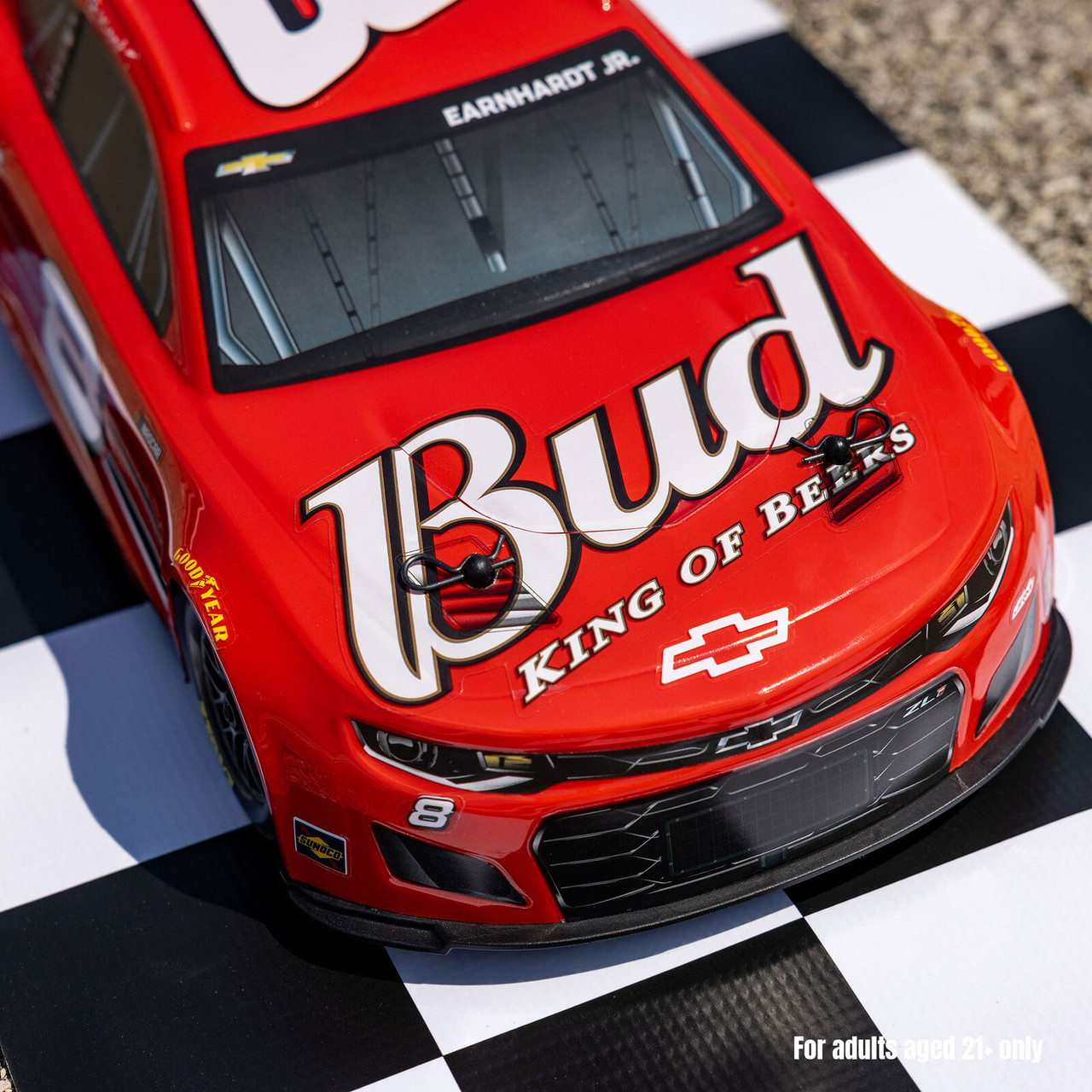 LOSF1122508 1/12 NASCAR RC Race Car Dale Earnhardt Jr. No. 8 Budweiser Chevrolet ZL1 2S AWD RTR Brushed On-Road (Battery & Charger Included), Red