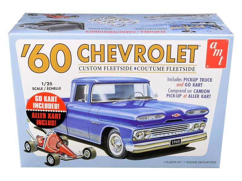 AMT - 1960 Chevy Custom Fleetside Pickup With Go Kart 1:25 Scale Model Kit - (1063M)