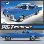 C.P.M. MPC: 1:25 Scale Model Kit - 1967 Pontiac GTO - Blue, 85+ Parts - Skill Level 2, Authentic Vehicle Building Kit, Replica Classic Car, Age 14+