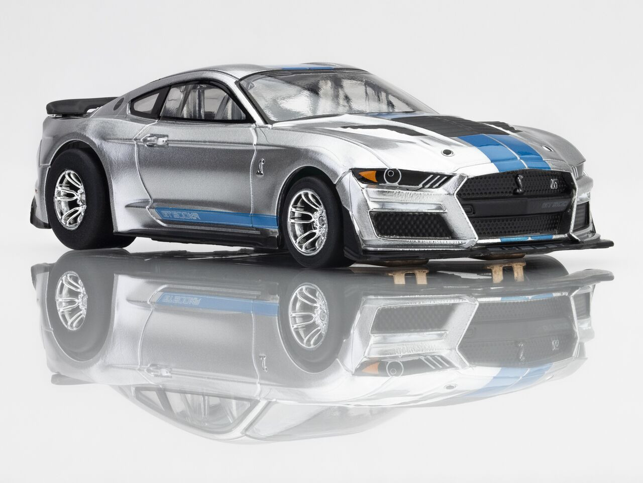 2022 Mustang Shelby GT500KR, Silver/ Blue HO Scale Slot Car AFX22099