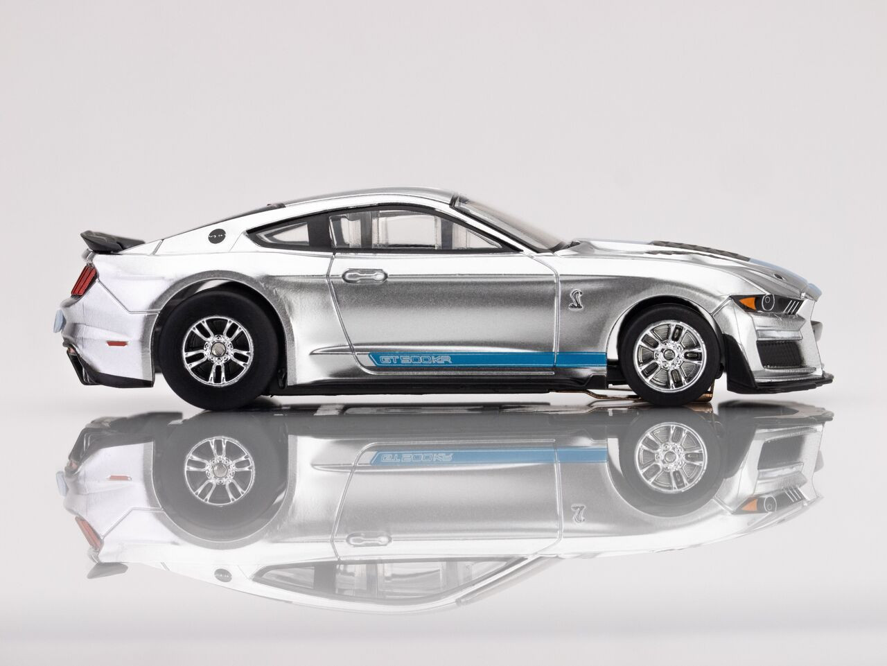2022 Mustang Shelby GT500KR, Silver/ Blue HO Scale Slot Car AFX22099