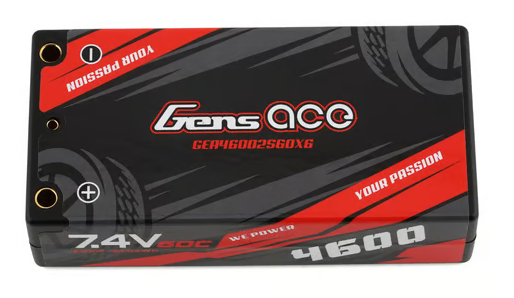 Gens Ace 2S LiPo Battery 60C (7.4V/4600mAh) w/4mm Bullets