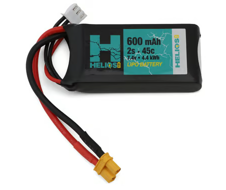 Helios RC 2S 45C LiPo Battery (7.4V/600mAh) w/XT30 Connector HEL-2S600-45-X3