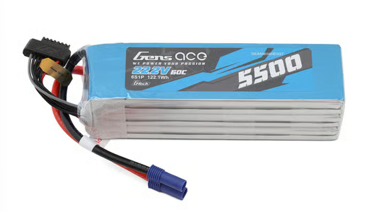 Gens Ace 22.2V 60C 5500mAh 6S Lipo Battery EC5 Plug gea65550060e5