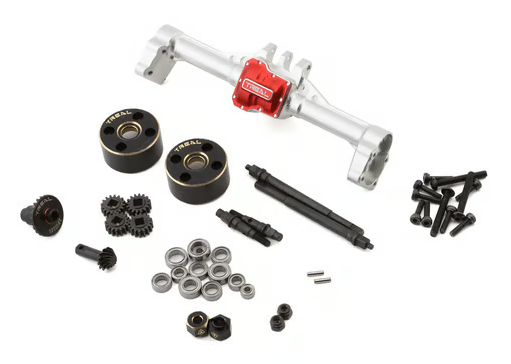 Treal Hobby Aluminum Complete Rear Portal Axle for Traxxas TRX-4M w/Brass Covers (Silver) X003TM0TKX