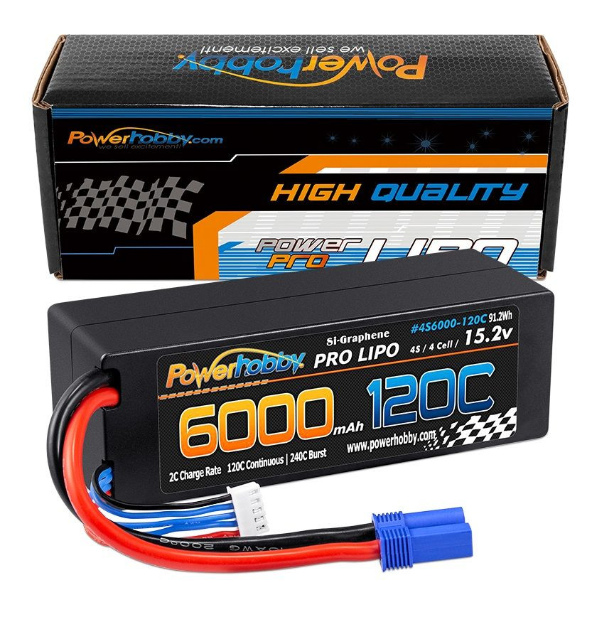 Power Hobby 4S 15.2V 6000mAh 120C Graphene+ HV LiPo Battery, with EC5 Plug and Hard Case  PHB4S6000120CEC5