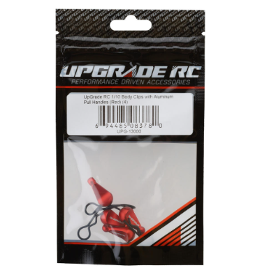 UpGrade RC 1/10 Body Clips with Aluminum Pull Handles (Red) (4)  UPG-13000